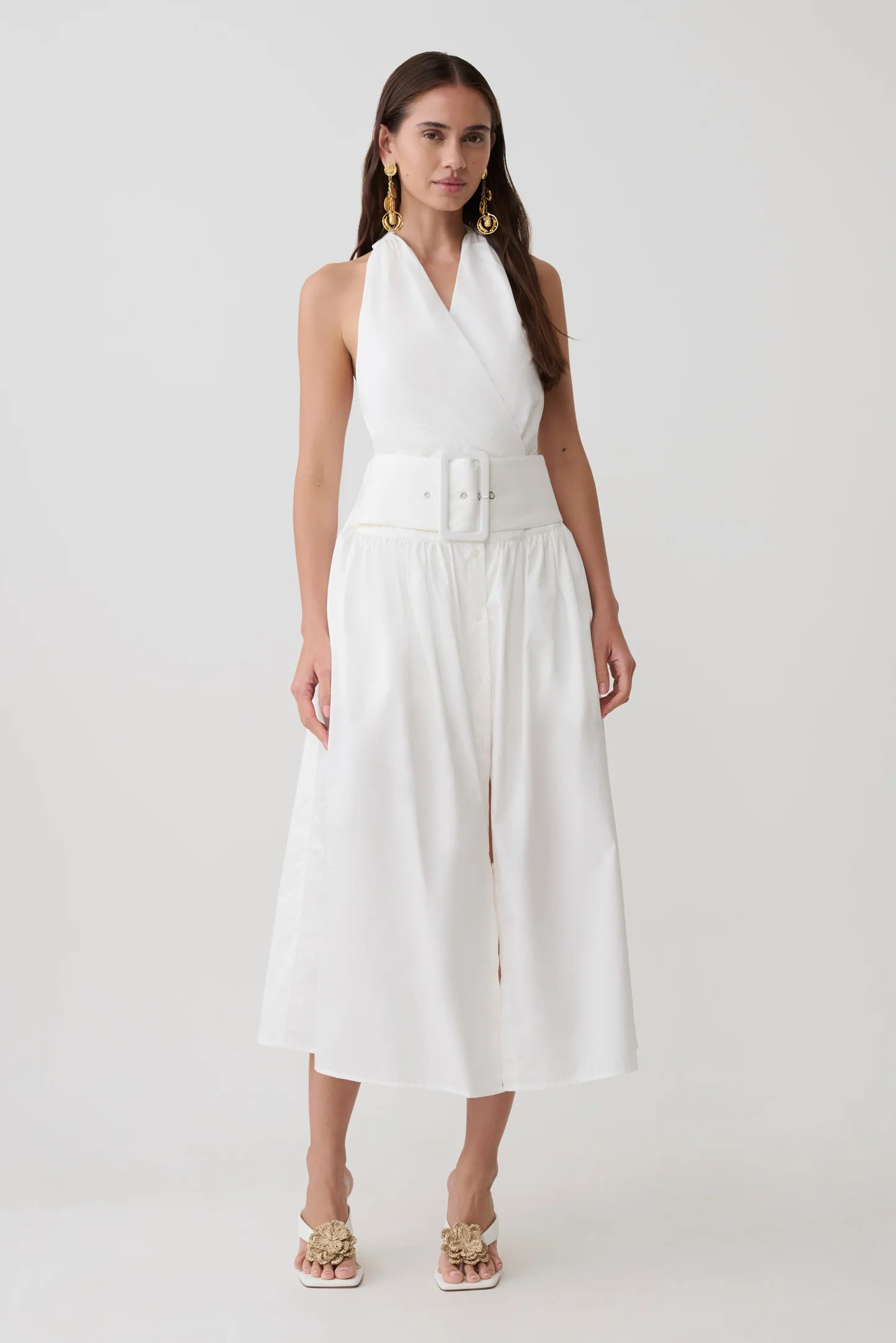 Emery Multi-Wear Cotton Midi Dress - White | Meshki UK