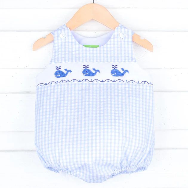 Whale Time Blue Smocked Sun Bubble | Classic Whimsy