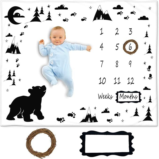 Kemina Blankets Baby Monthly Milestone Blanket Boy, Girl - Milestone Blanket Baby Boy Includes Br... | Amazon (US)