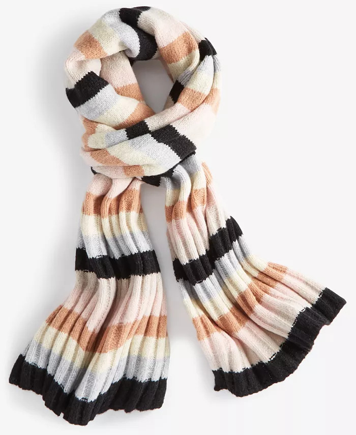 Women's Striped Wide-Ribbed Scarf, Created for Macy's | Macy's