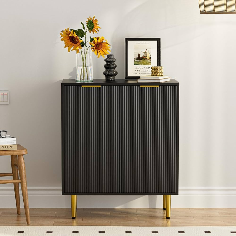 Modern Storage Cabinet with Storage, Kitchen Sideboard Buffet Cabinet with Metal Base, Gold Handl... | Amazon (US)