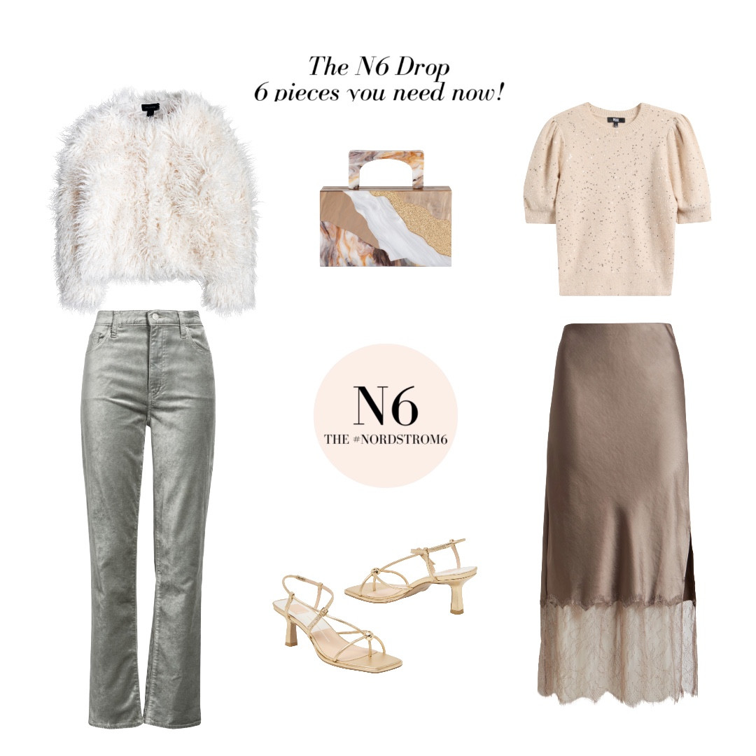 She’s HERE! The November Drop! Six pieces chosen by a group of personal stylists that every woman could use to jazz up her holiday style 2025! 

We chose 
⭐️a faux fur topper (as seen on the runways w/out the runway price)
⭐️straight leg crushed velvet pants in a muted silver (Frame)
⭐️color-blocked marble minaudière
⭐️puff-sleeve sweater w/mini sequins
⭐️satin slip skirt with lace trim
⭐️strappy metallic sandals

All true to size (I’ve tried them on)


#LTKOver40 #LTKHoliday #LTKStyleTip