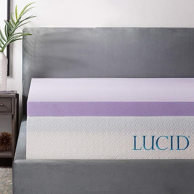 LUCID 3 Inch Lavender Infused Memory Foam Mattress Topper - Ventilated Design - Queen Size | Amazon (CA)