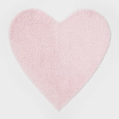 24"x24" Valentine's Day Shaped Heart Non-Slip Bath Rug Pink - Room Essentials™ | Target