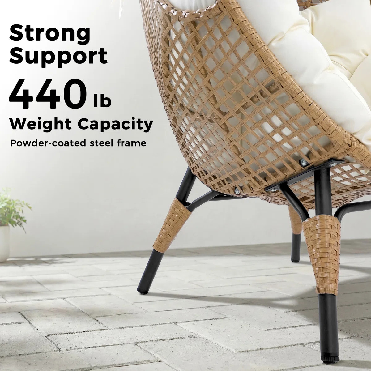 Benone Indoor/Outdoor Wicker Egg Chair Set with Ottoman, 6.5" Thick Cushions, 440-lb Capacity | Wayfair North America