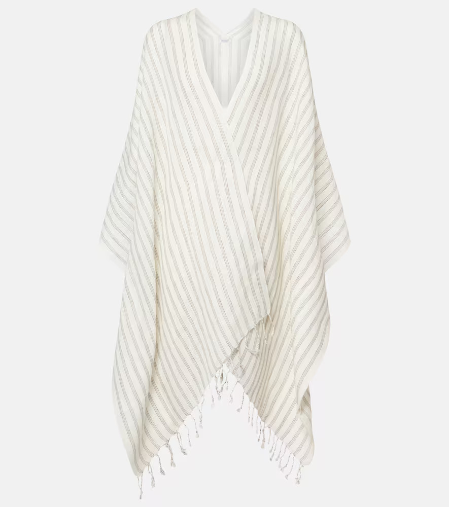 Brunello Cucinelli Striped linen poncho | Mytheresa (DACH)