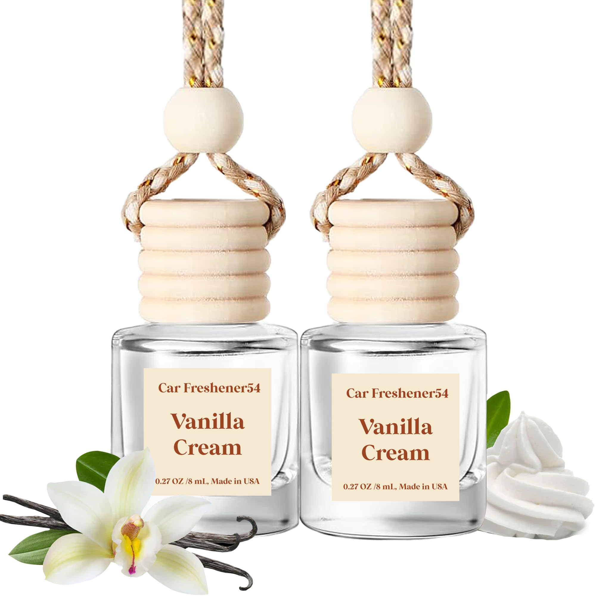 Car Air Freshener Hanging, Vanilla Cream Fragrance Oil Air Diffuser for Car, Long Lasting Car Air... | Amazon (US)