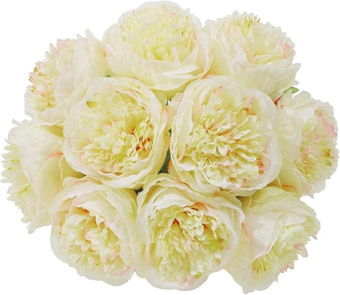 U'Artlines 2Bouquet 10Heads Artificial Peony Silk Flower Leaf Home Office Wedding Party Festival ... | Amazon (US)
