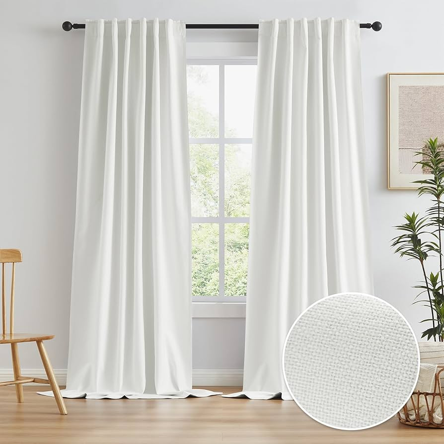 Cream Blackout Extra Long Curtains 132 Inch Length 11 FT, Farmhouse Boho Window Curtain Panels fo... | Amazon (US)