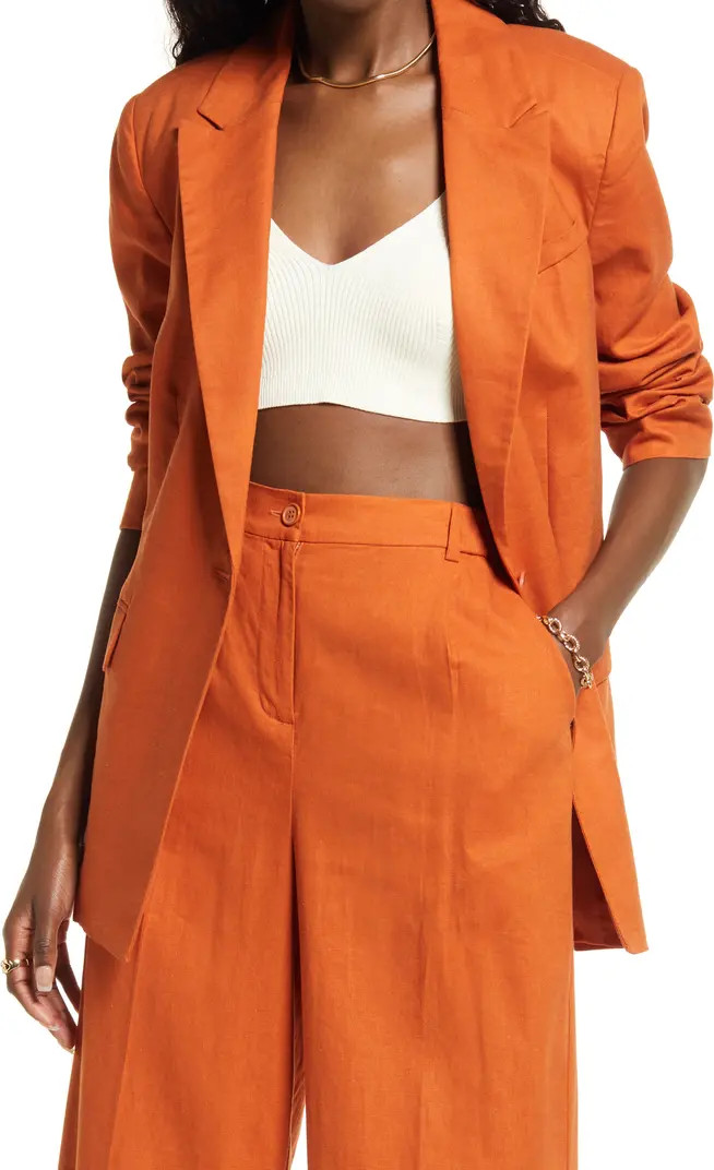 Open Edit Oversize Linen Blend Blazer | Nordstrom | Nordstrom