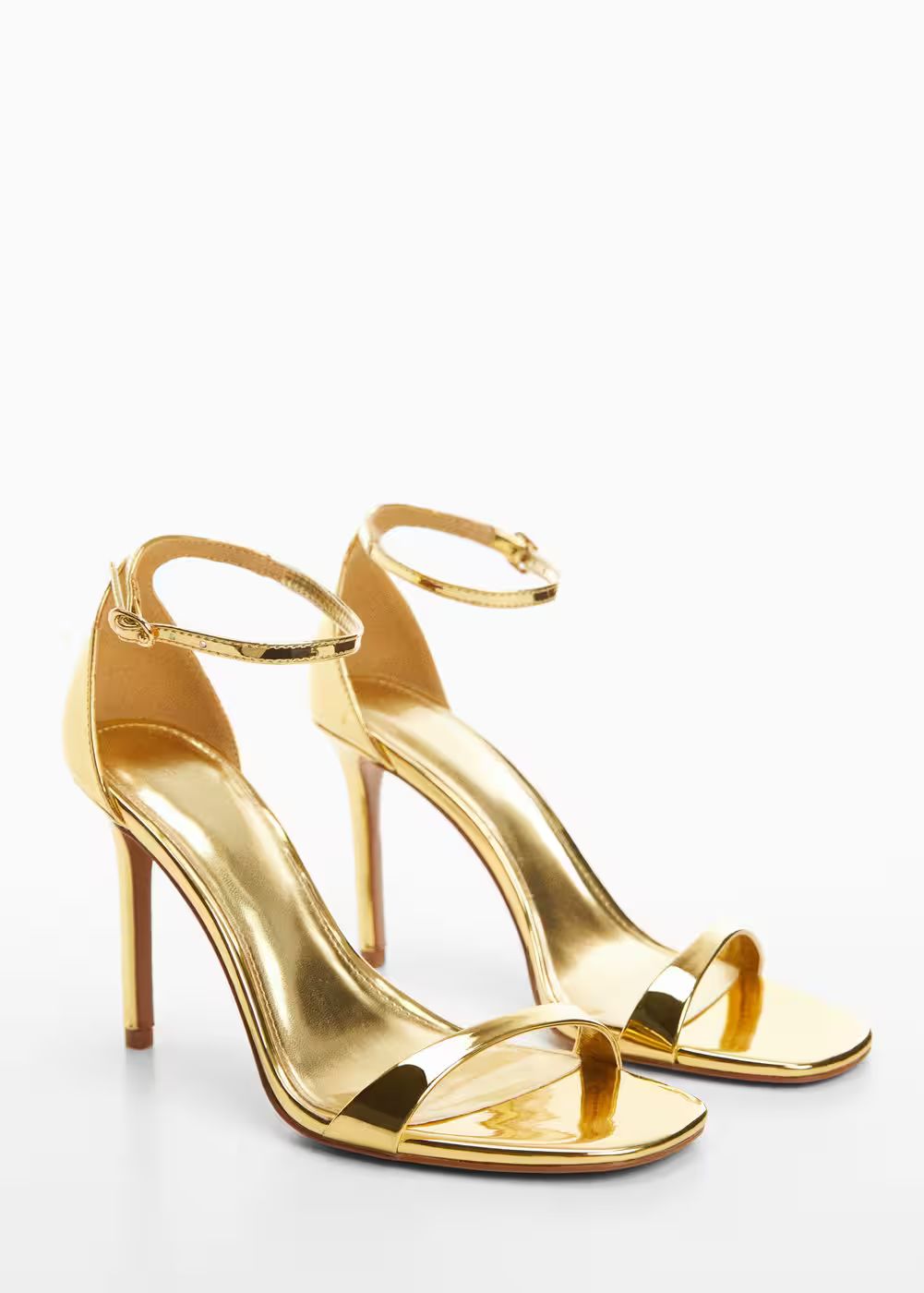 Metallic heel sandals -  Women | Mango USA | MANGO (US)