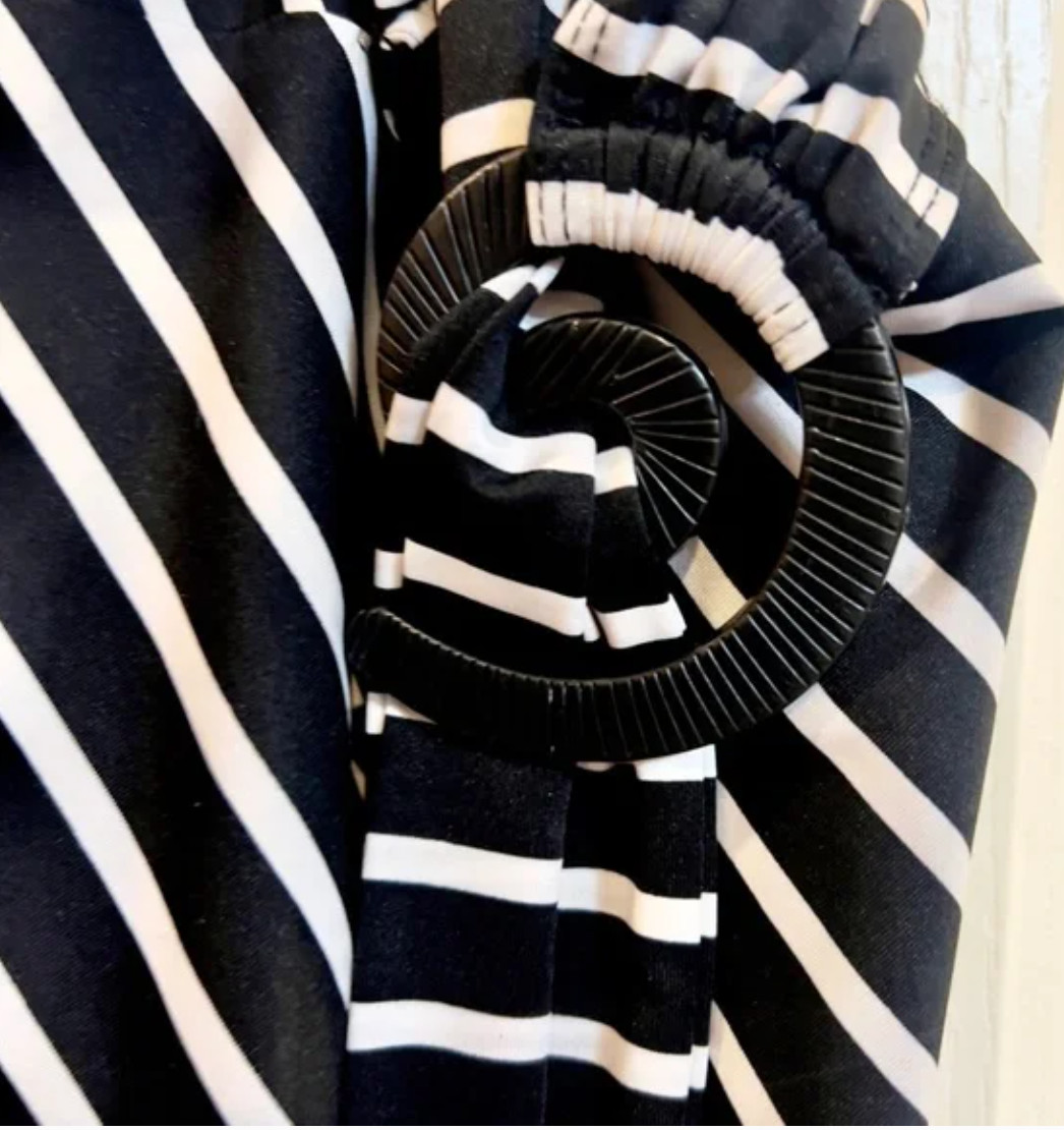 Notations black & white striped with belt spiral closure elastic waist Size 3X | eBay US