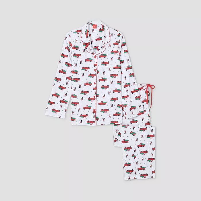 Women's Holiday Mickey Mouse Flannel Matching Family Pajama Set - White | Target