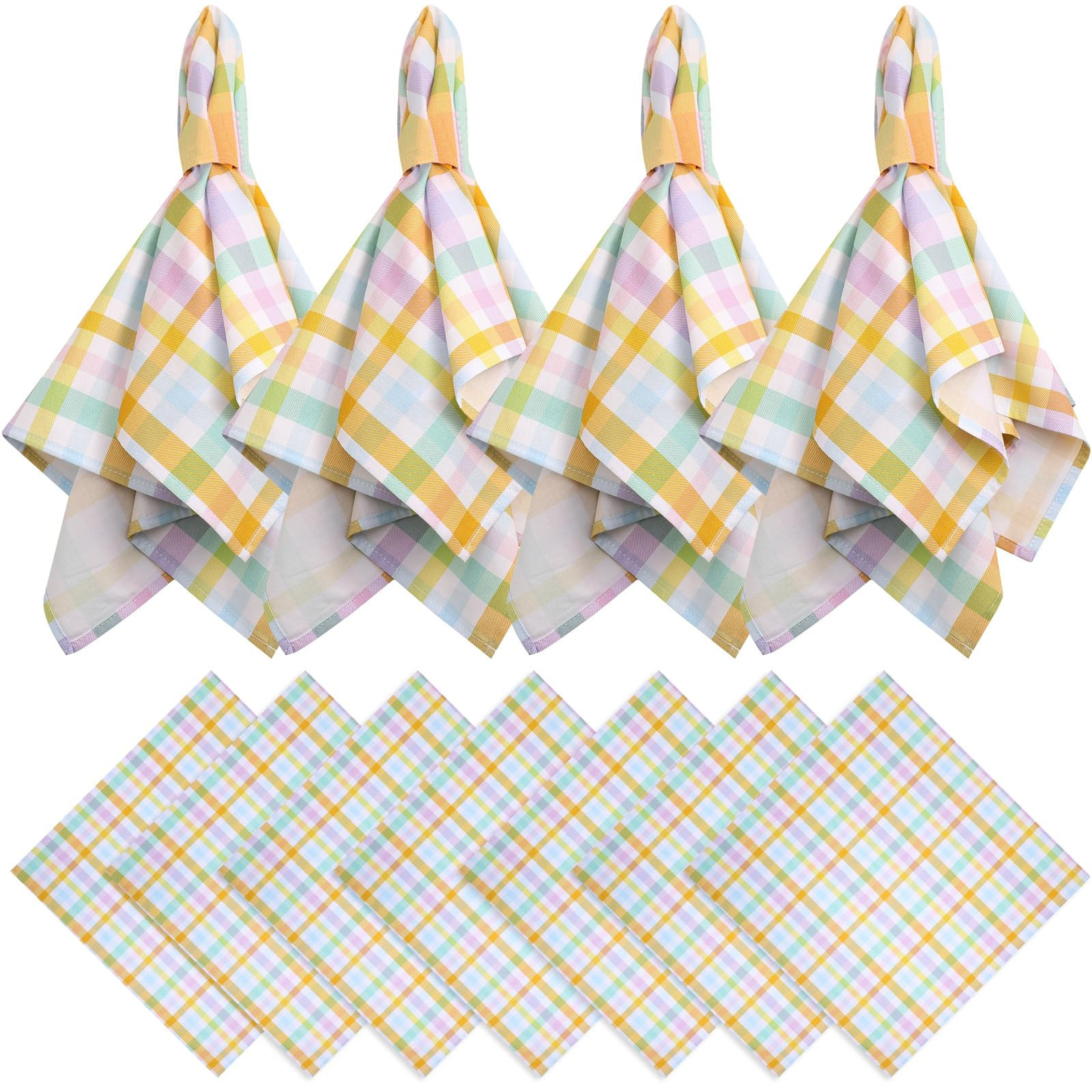 Moukeren 12 Pcs Easter Cloth Napkins 18.5 x 18.5 Inch Dinner Napkins Solid Plaid Easter and Sprin... | Amazon (US)