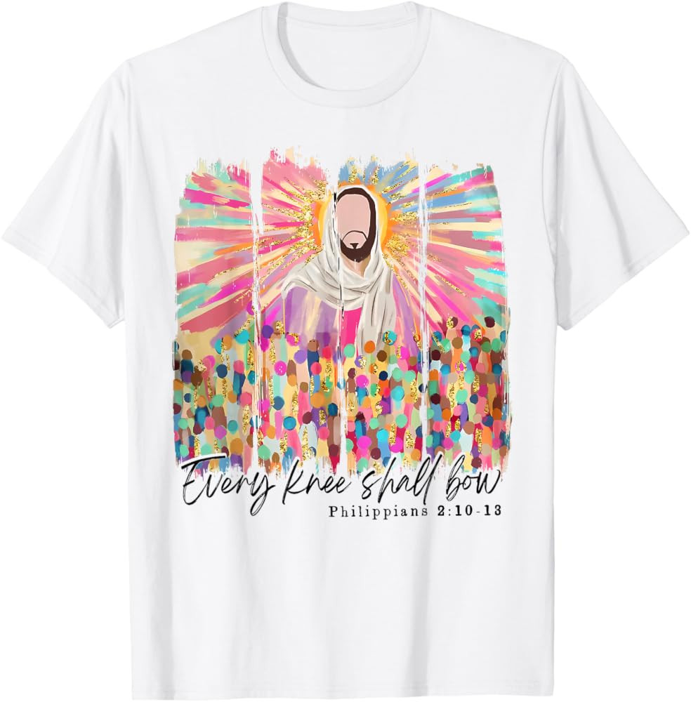 Retro Every Knee Shall Bow God Faith Jesus Christian Easter T-Shirt | Amazon (US)
