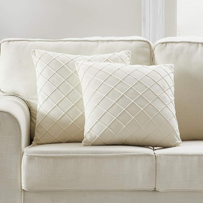 Longhui bedding Velvet Cream Throw Pillow Covers, 18 x 18 Inches Decorative Throw Pillows for Cou... | Amazon (US)
