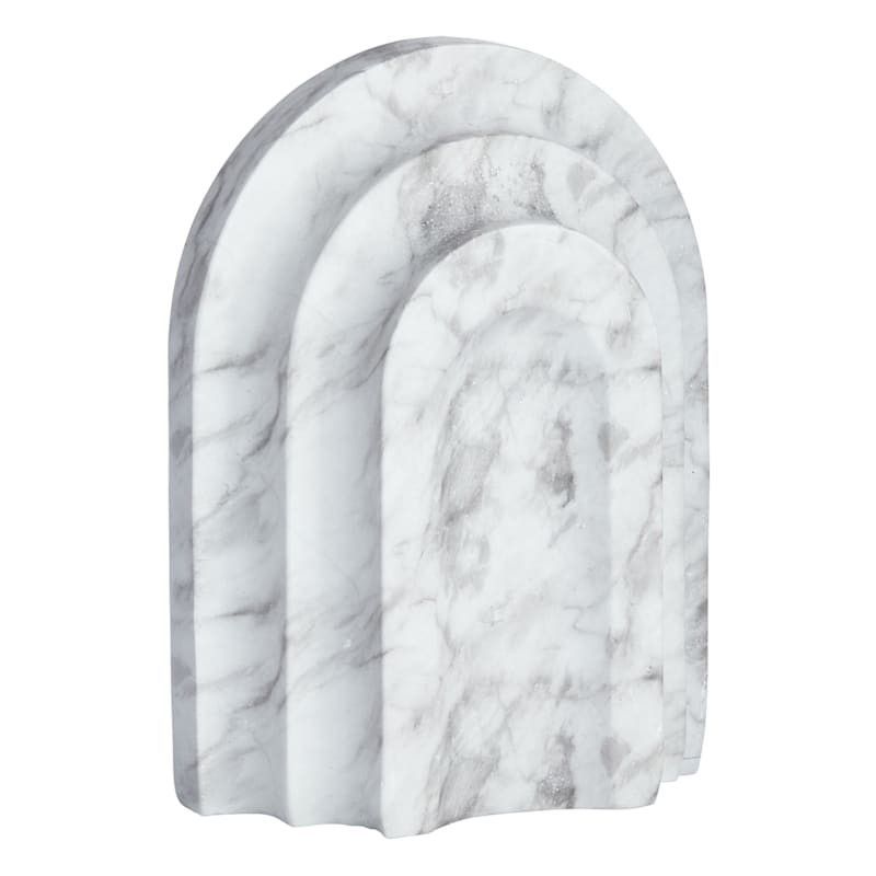 Crosby St. White Marbled Arcade Bookend, 8" | At Home