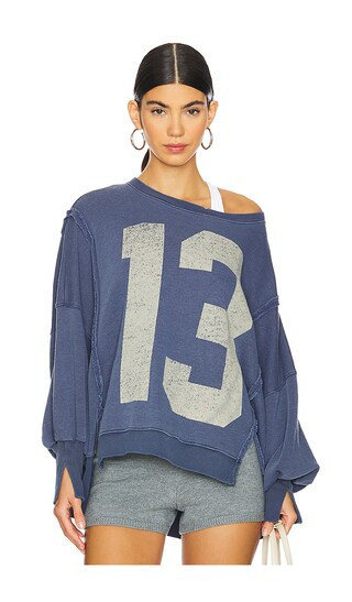 Free People x We The Free Graphic Camden Sweatshirt In Navy Combo 13 in Blue. - size S | Revolve Clothing (Global)