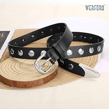 WERFORU Women Fashion Leather Belt Women Belts for Jeans Dress Women Punk Leather Belt Women Stud... | Amazon (US)