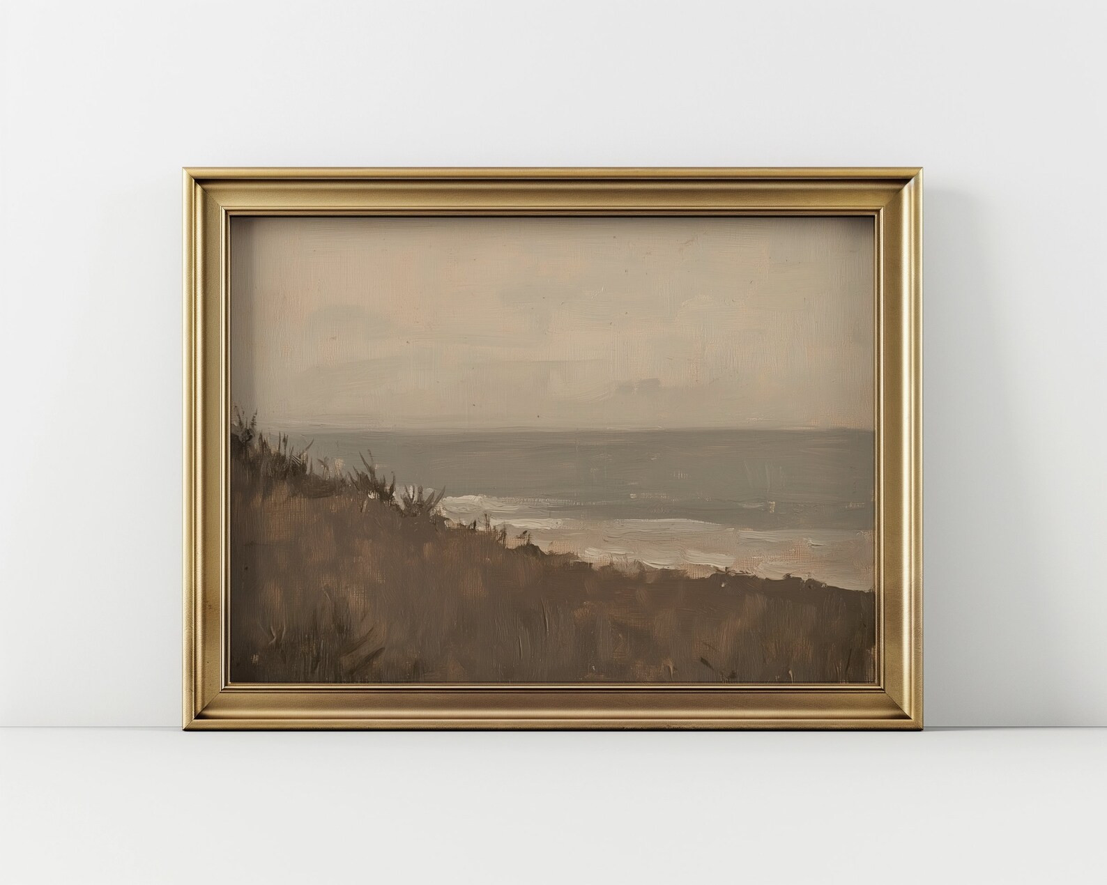 Vintage Seascape Wall Art Painting | Digital Download | Muted Ocean Print | Minimalist Warm Earth... | Etsy (US)