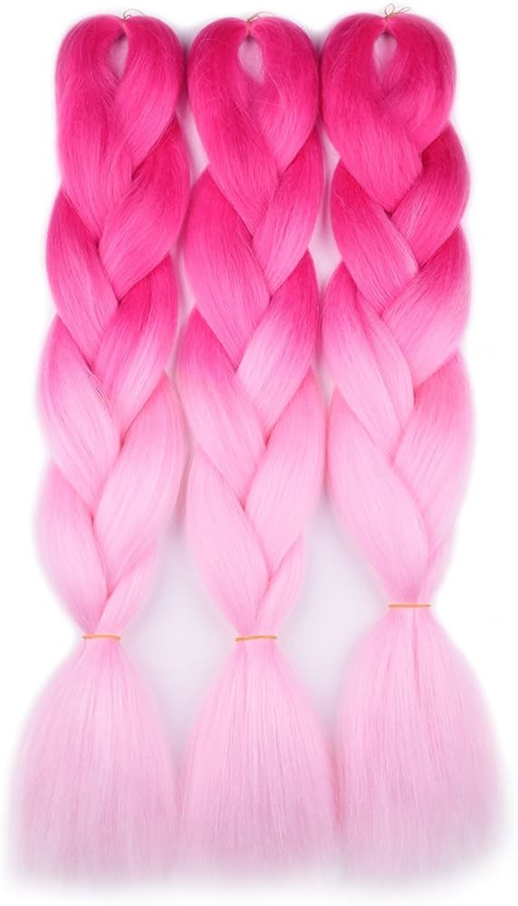 Ombre Braiding Hair (Pink/Light Pink)3pcs Jumbo Braiding Hair Extension For Box Braids Twist 24 I... | Amazon (US)