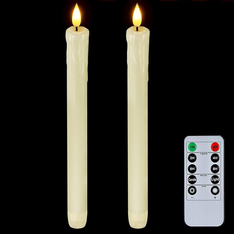 Homemory 2 PCS Flameless Taper Candles with Remote and Timer, 9.6 inch Ivory LED Candle Sticks Ba... | Amazon (US)