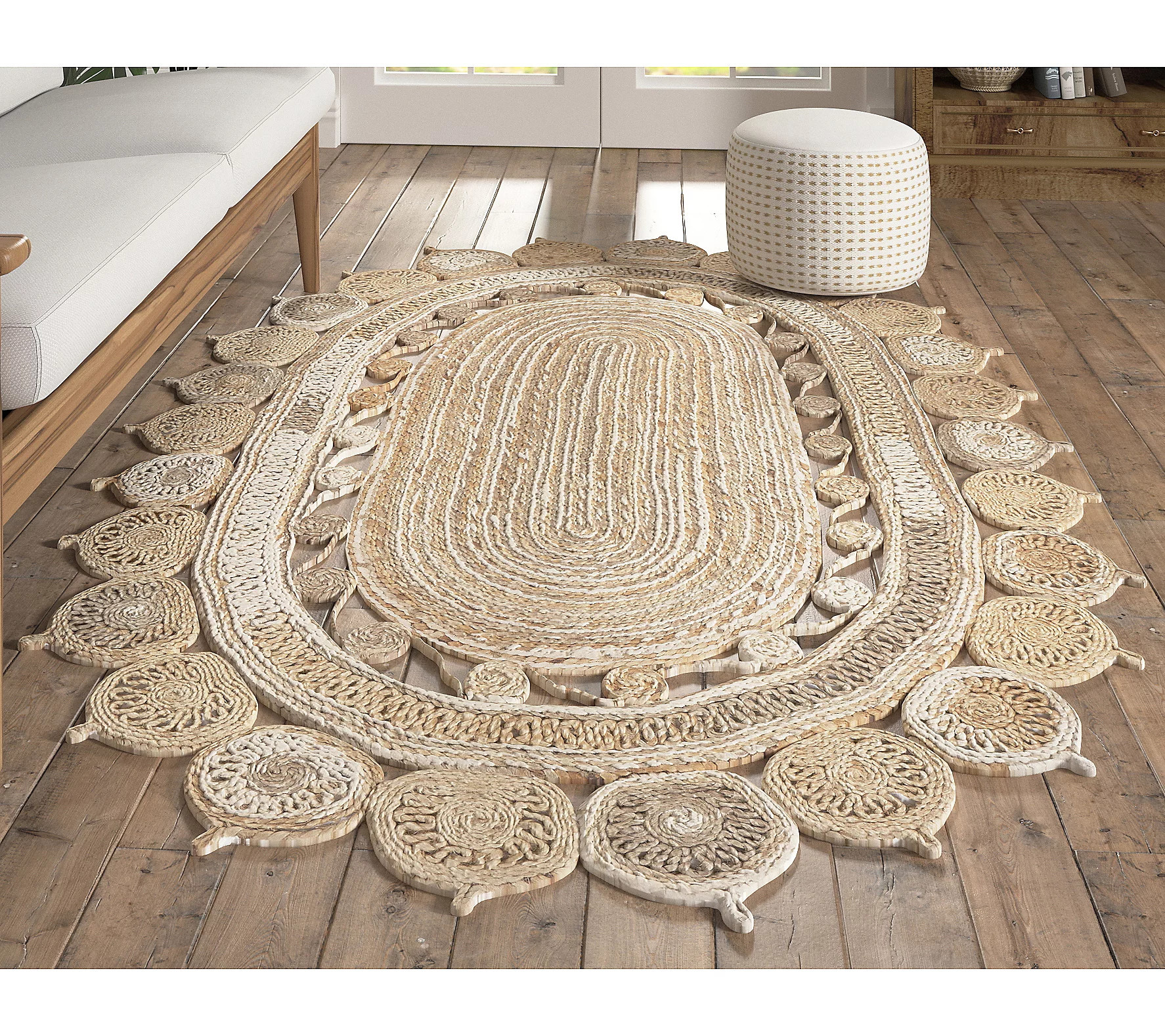 Ox Bay Geometric Modern Handmade Jute Indoor Ru g, 5' x 7' Oval | QVC