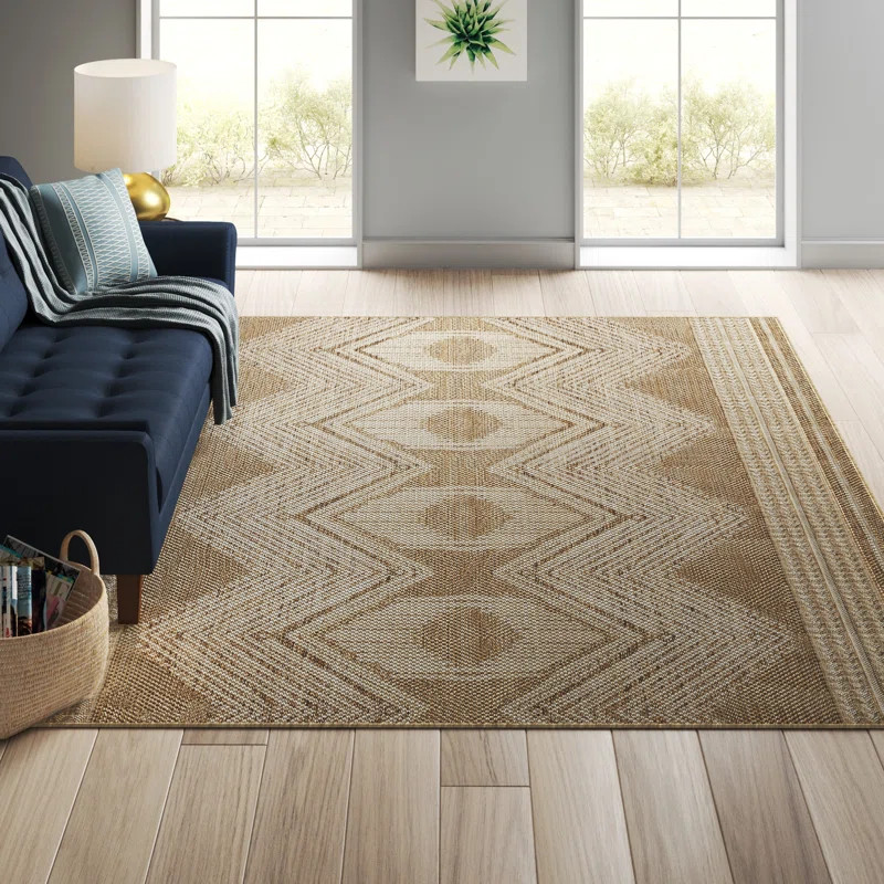 Allentown Geometric Indoor / Outdoor Tan Area Rug | Wayfair North America