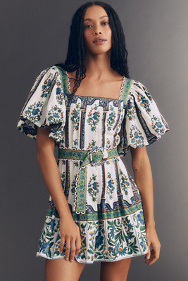 Farm Rio Manoela Puff-Sleeve Mini Dress | Anthropologie (US)