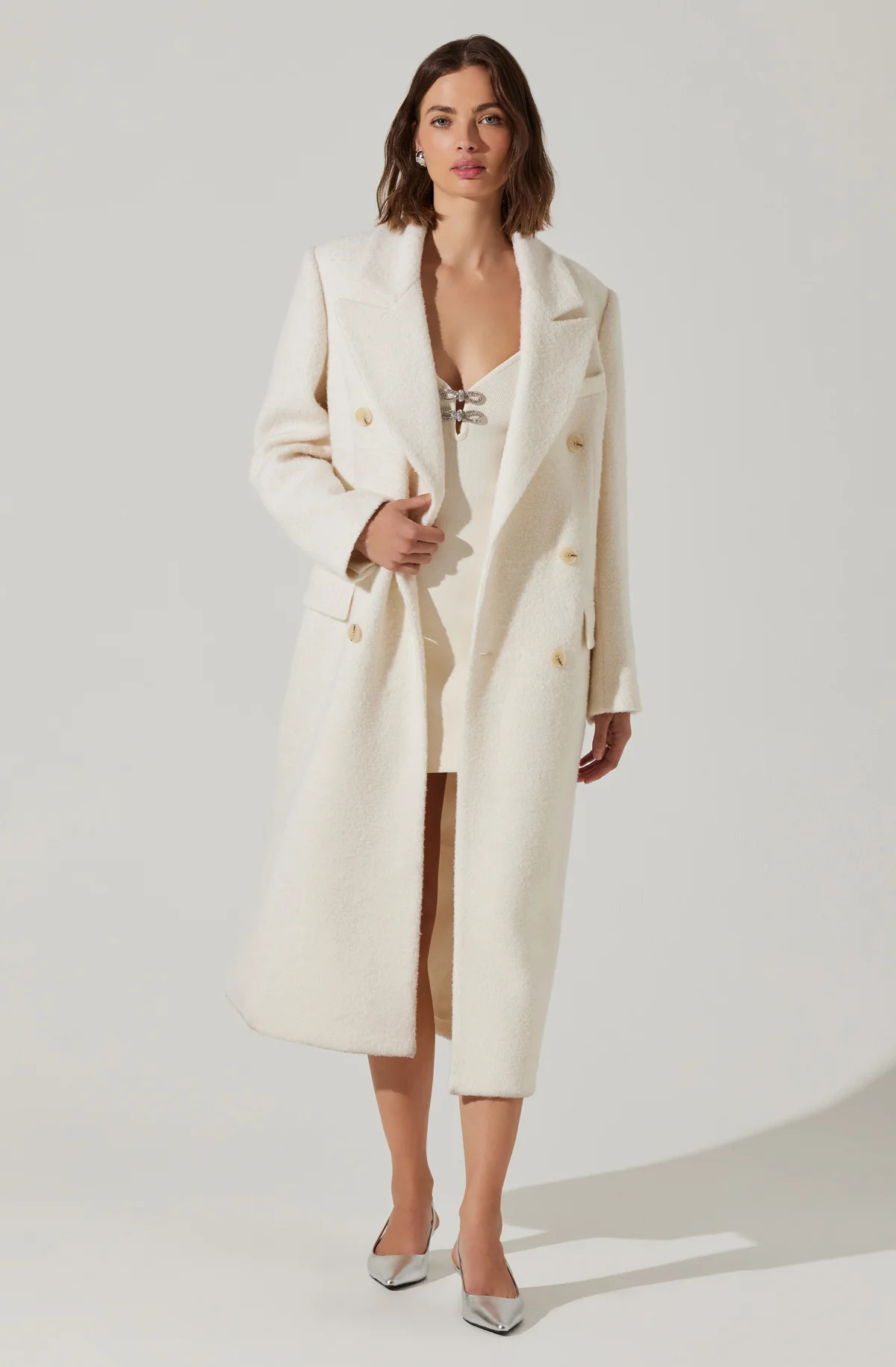 Morana Double Breasted Coat - Cream / S | ASTR The Label (US)