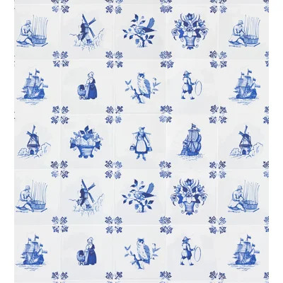 Royal Delft Tile Play 33' L x 20.5" W Wallpaper Roll | Perigold