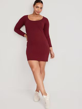 Fitted Scoop-Neck Rib-Knit Mini Dress for Women | Old Navy (US)