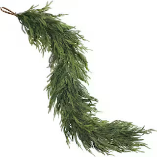 9 ft. Green Artificial Norfolk Pine Garland Christmas Indoor Outdoor Decor (1PCS) DECHM10 - The H... | The Home Depot