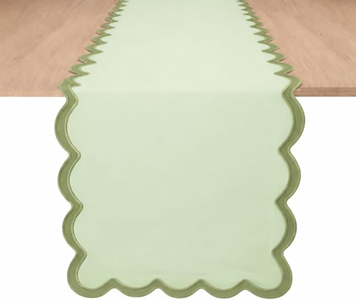 Folkulture St Patricks Day Table Runner 108 inches Long, Spring Easter Decorations - Scalloped Sa... | Amazon (US)