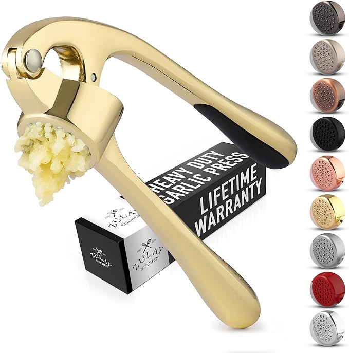 Zulay Kitchen Premium Garlic Press with Soft, Easy to Squeeze Handle - Includes Silicone Garlic P... | Amazon (US)
