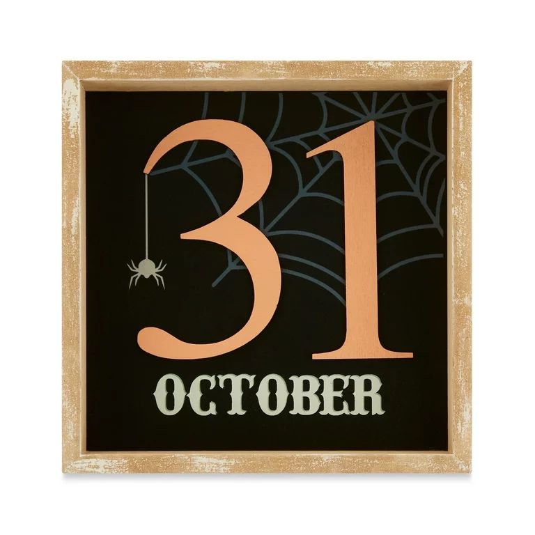 Halloween Black/Orange MDF Tabletop Decoration, 7 in L x 7 in H, Way to Celebrate | Walmart (US)