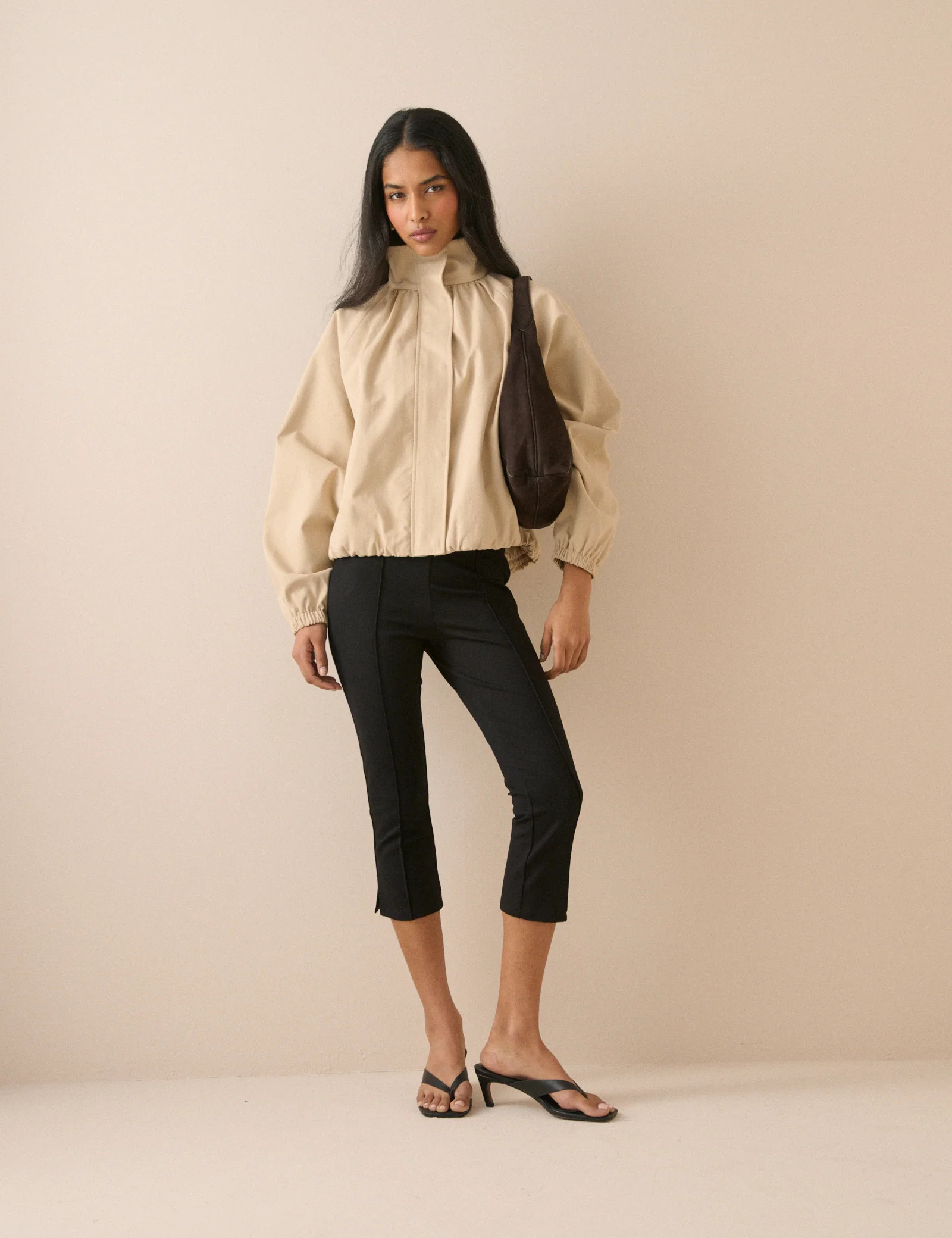 Stone Funnel Neck Balloon Sleeve Murphy Jacket | Nobody's Child