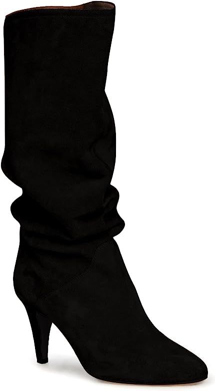 Womens Slouchy Knee High Boots Kitten Heel Wide Calf Pointed Toe Pull On Long Boots Winter Shoes | Amazon (US)