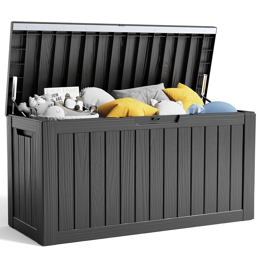 80 Gallon Resin Deck Box, Lockable Patio Outdoor Storage Box for Furniture, Garden Tools and Tool... | Amazon (US)