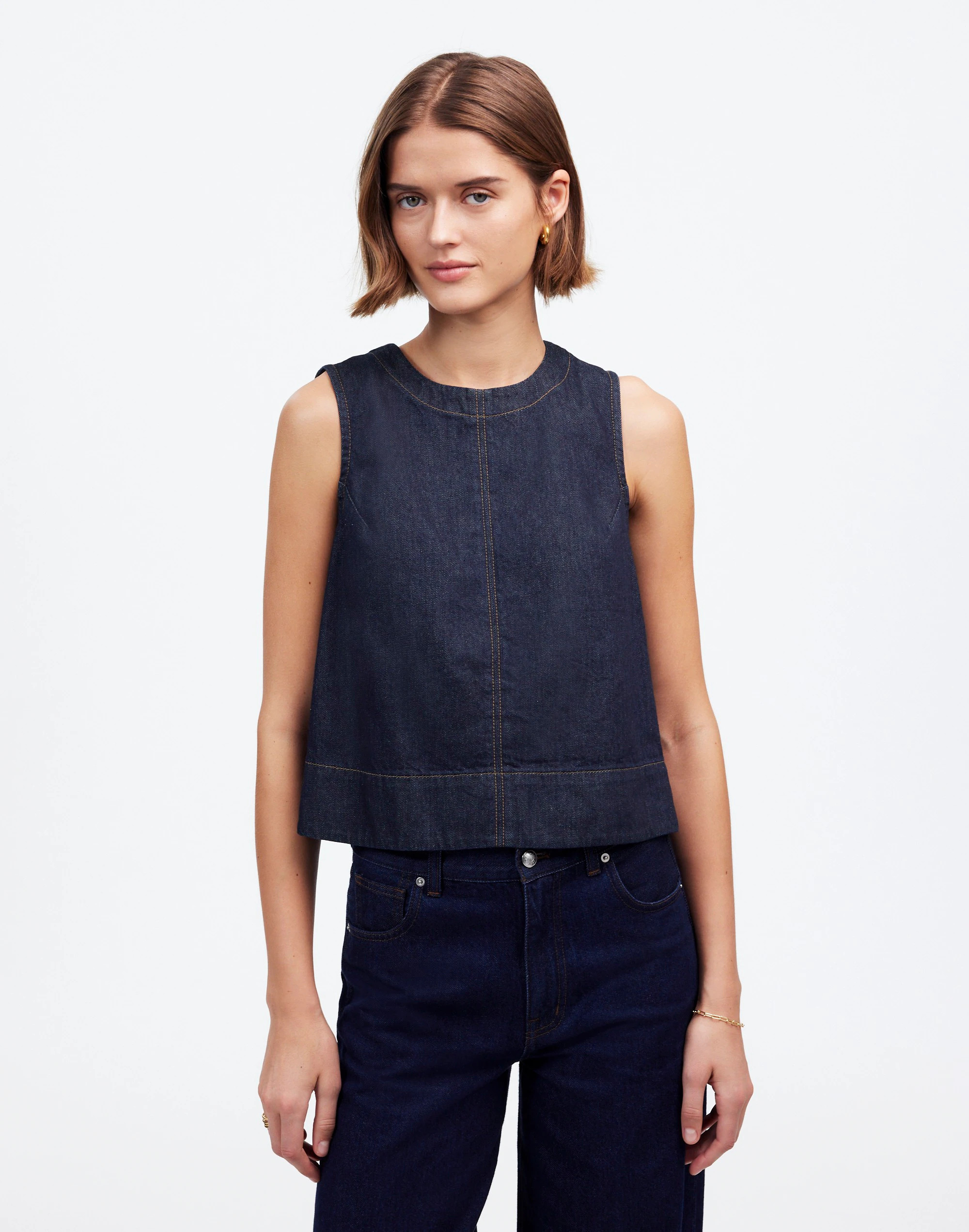Boxy-Crop Button-Up Shirt: Airy Denim Edition | Madewell | Madewell