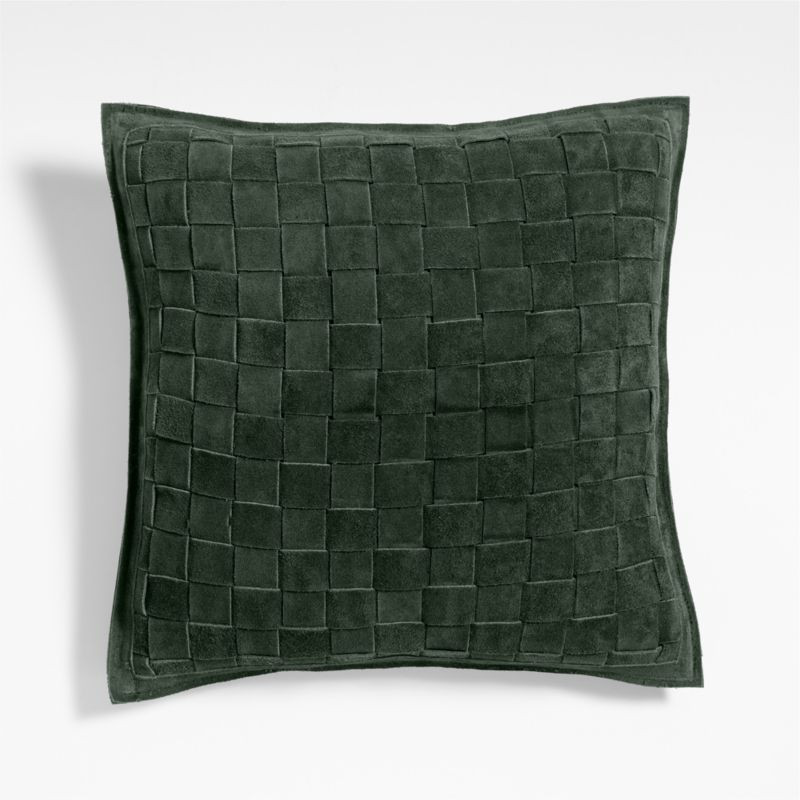Hyde Woven Suede 20"x20" Pine Green Throw Pillow with Feather Insert + Reviews | Crate & Barrel | Crate & Barrel
