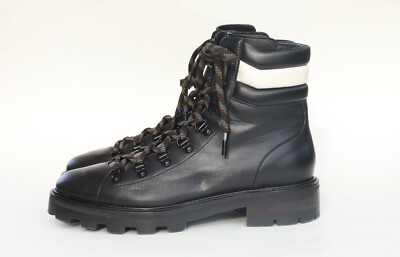 Jimmy Choo  Eshe Black  Leather Hiking Ankle Combat Boots Flat Black US 10 $995  | eBay | eBay UK