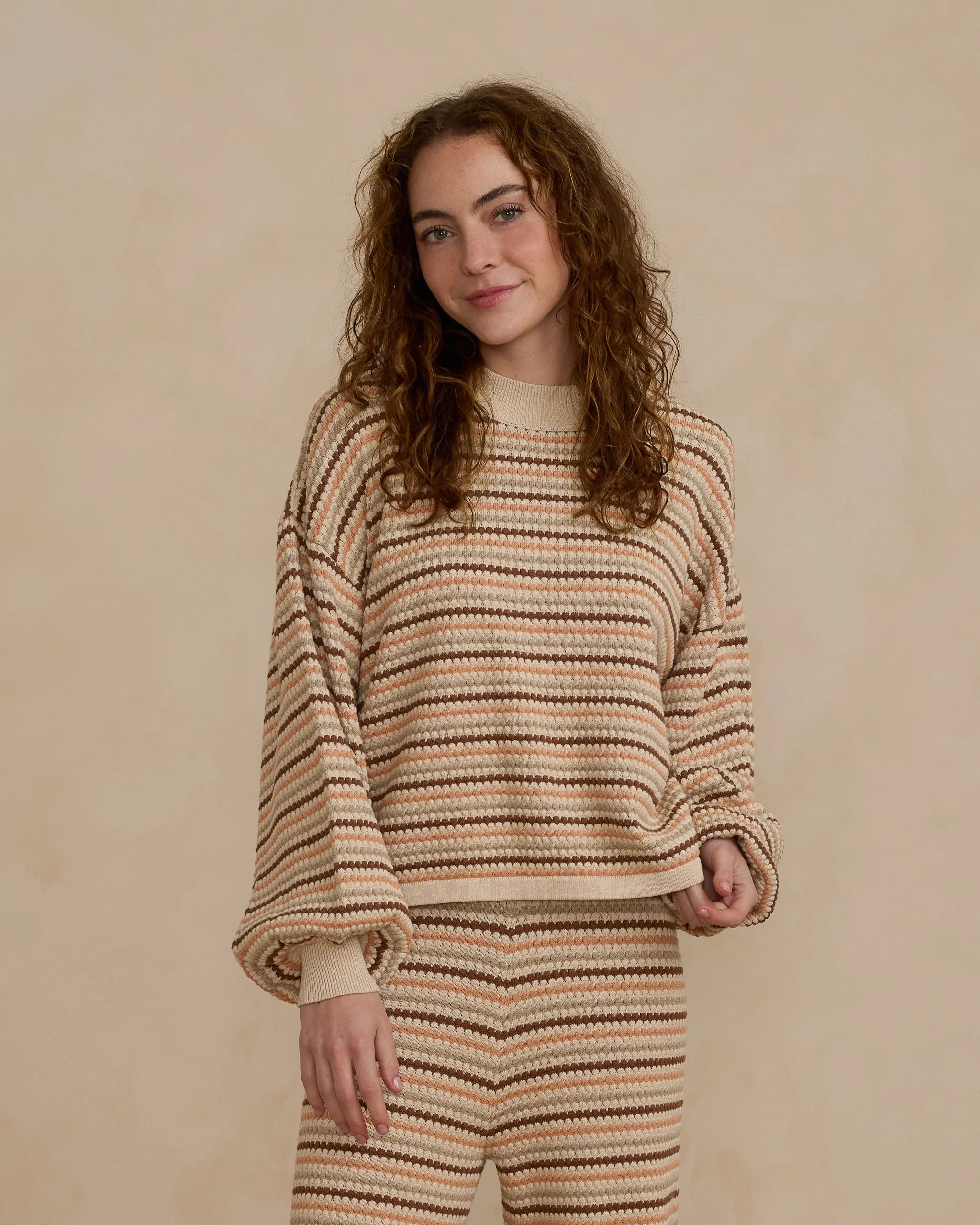 Boxy Crop Sweater | Honeycomb Stripe | Rylee + Cru