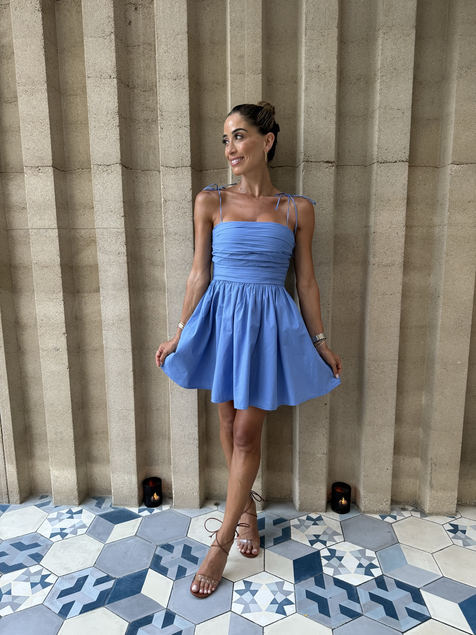 Blue summer dress with hidden pockets size xxsp 