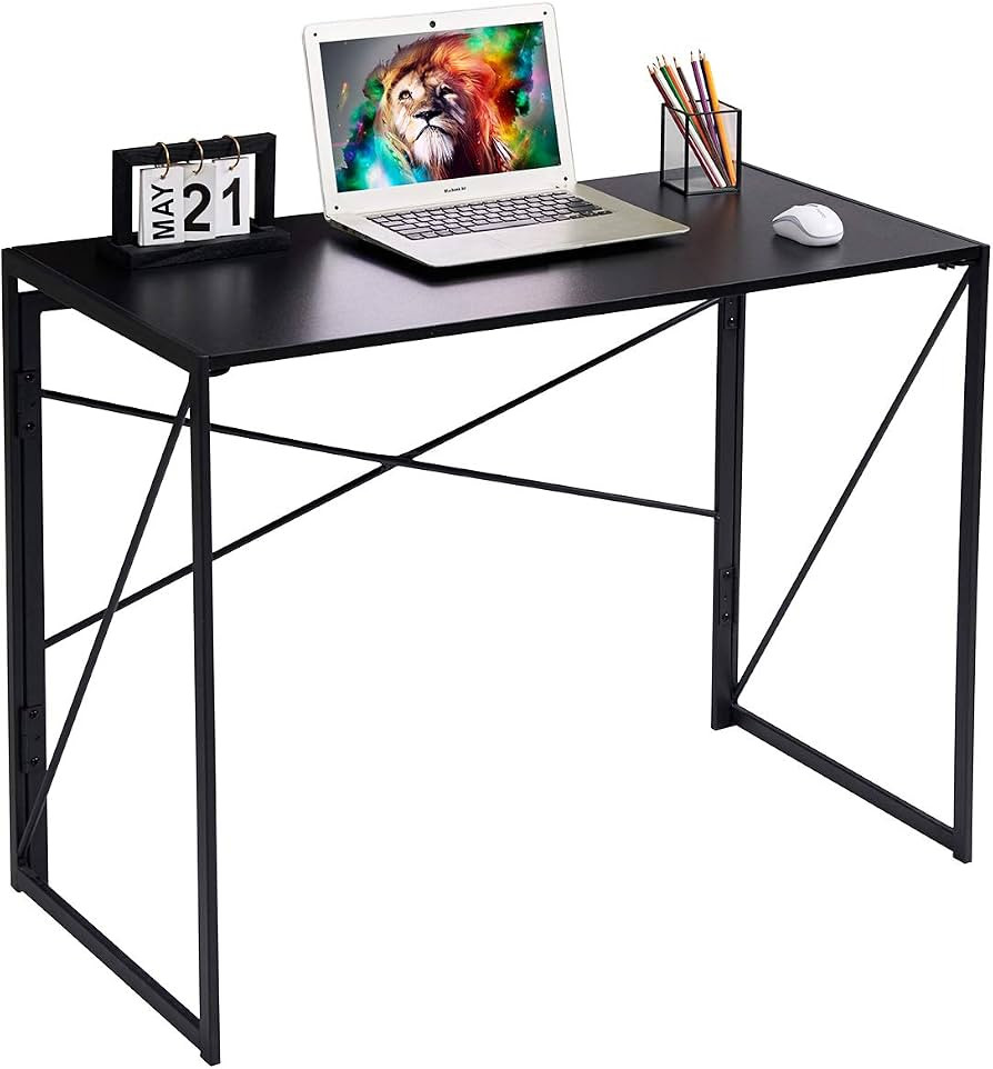 Coavas 40 inch Folding Desk No Assembly Required, Writing Computer Desk Space Saving Foldable Tab... | Amazon (US)
