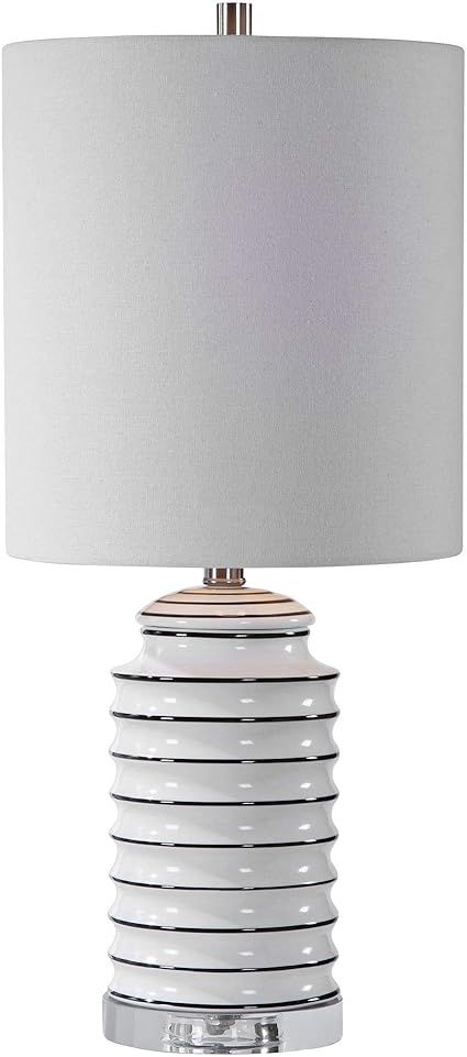 Uttermost Rayas Glossy White w/Dark Blue Ceramic Table Lamp | Amazon (US)