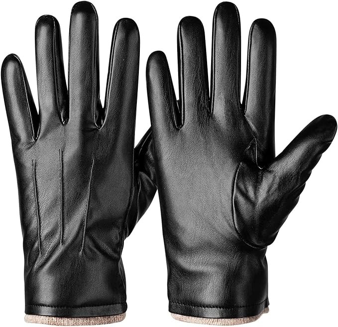 Alepo Winter PU Leather Gloves For Men, Warm Thermal Touchscreen Texting Typing Dress Driving Mot... | Amazon (US)