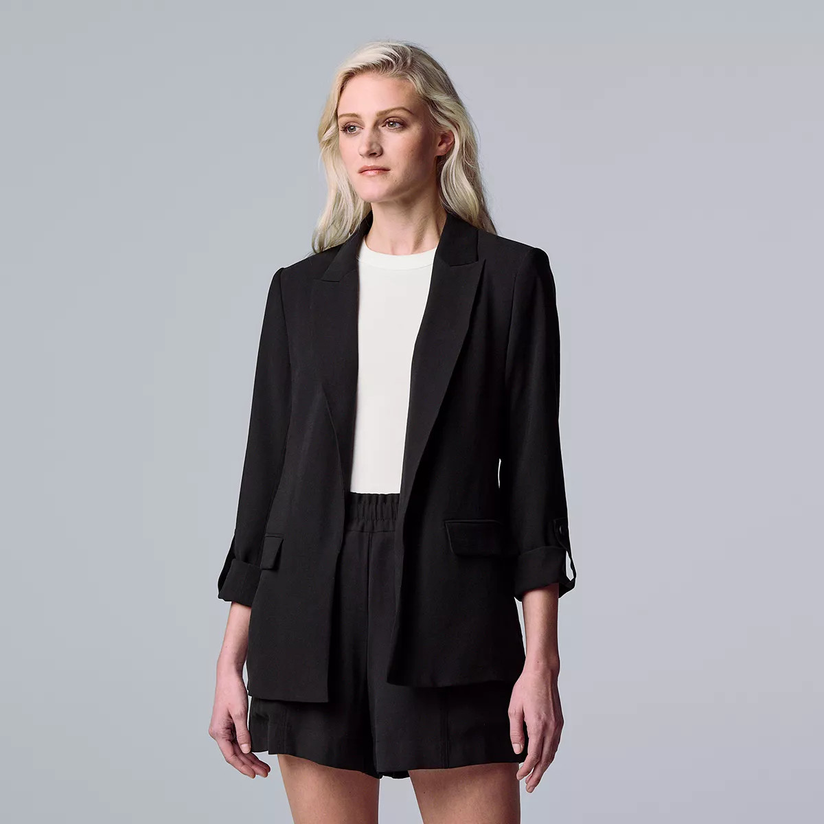 Women's Simply Vera Vera Wang Roll-Tab Relaxed Blazer | Kohl's