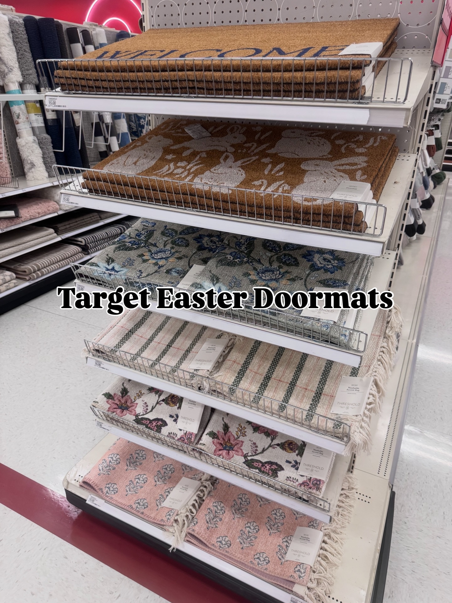 Easter and Spring doormats at Target! 🎯 Follow + comment “SHOP” for a link! (make sure you’re following to receive it) ✨ & if you love Holiday finds and gift ideas, follow along for more! 

#Targetcreator #targetfinds #clubtarget #targetstyle