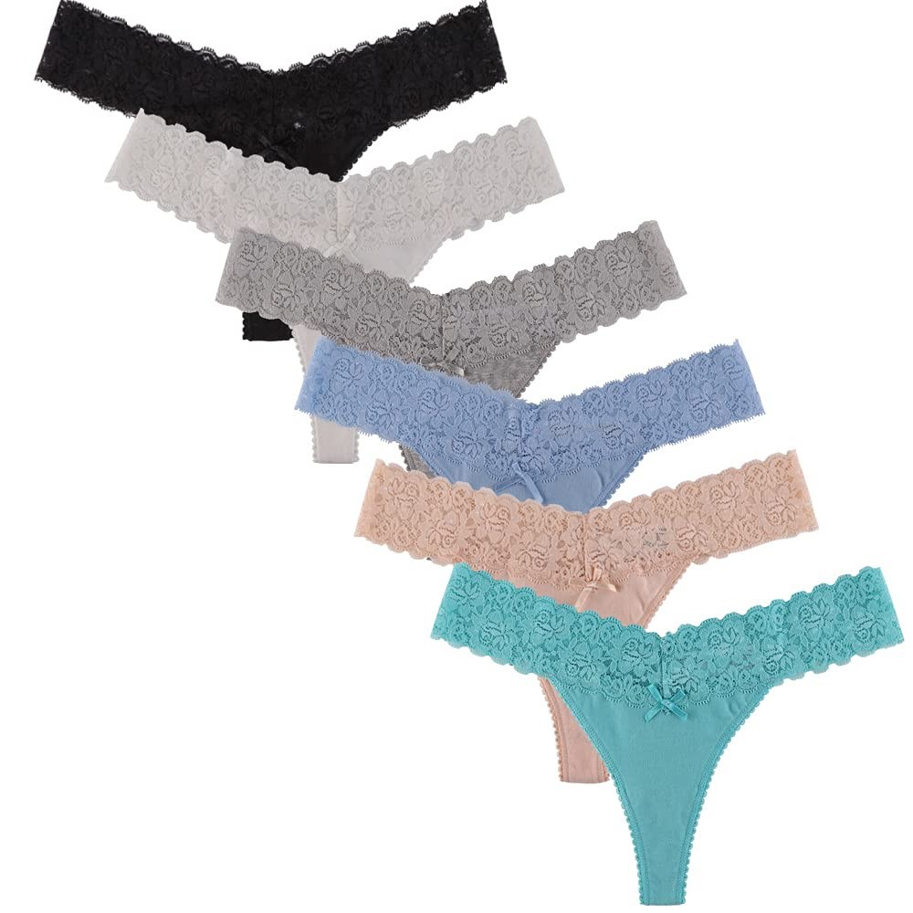 UWOCEKA Cotton Thongs - Thongs for Women Pack, Cute Underwear Sexy Panties for Lady | Amazon (US)